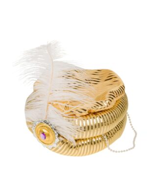 Kostümzubehör Turban mit Perlen gold