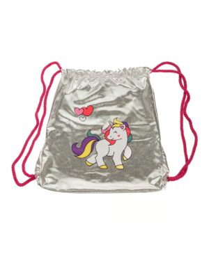 Kostümzubehör Turnbeutel Einhorn grau