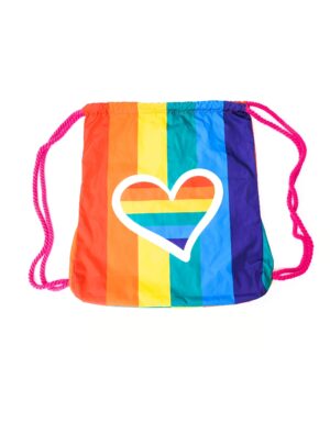Kostümzubehör Turnbeutel Regenbogen mit Herz Farbe: rainbowpink