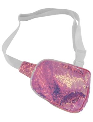 Kostümzubehör Umhängetasche Pailletten mit Schnalle rosa