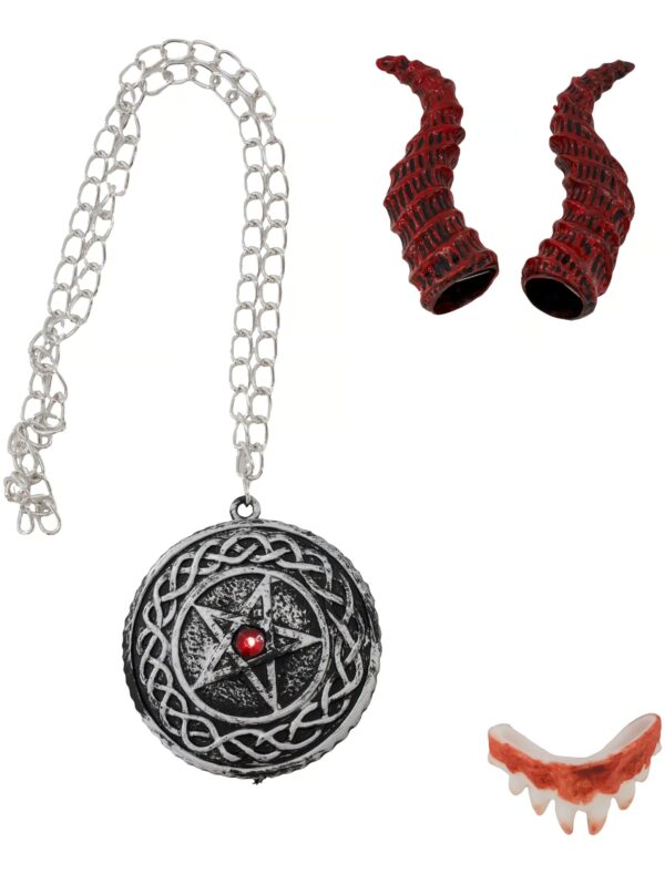 Kostümzubehör Vampir Set mit Hörnern schwarz/rot