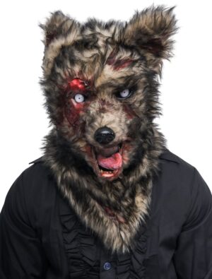 Kostümzubehör Vollmaske Horror Wolf schwarz/braun