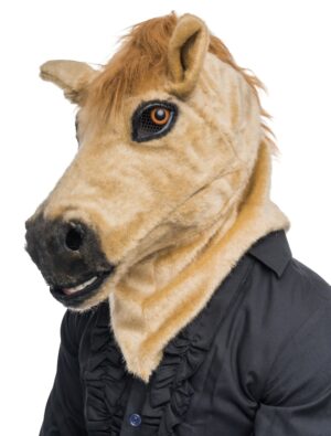 Kostümzubehör Vollmaske Pferd  beige