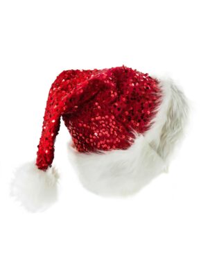 Kostümzubehör Weihnachtsmütze Pailletten rot/weiß