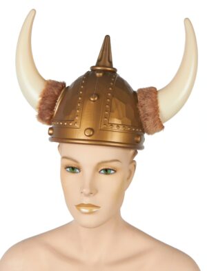 Kostümzubehör Wikingerhelm mit Fell Farbe: gold