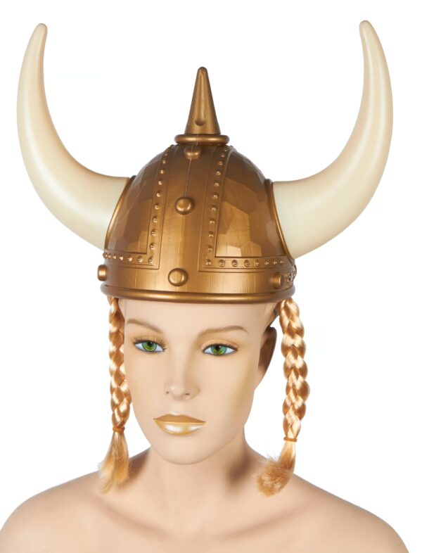 Kostümzubehör Wikingerhelm mit Zöpfen Farbe: gold
