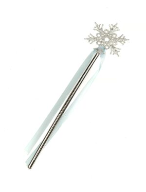 Kostümzubehör Zauberstab Schneeflocke mit blauen Bändern