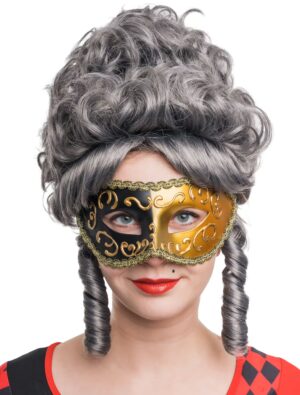 Kostümzubehör Zweifarbige venezianische Maske gold/schwarz