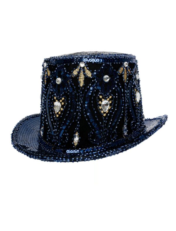 Kostümzubehör Zylinder Pailletten blau deluxe