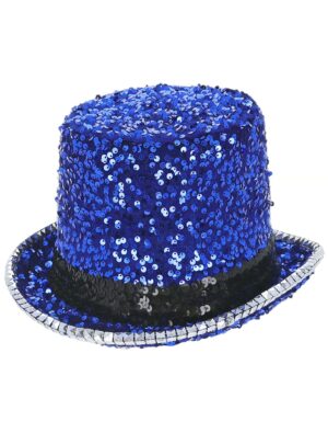 Kostümzubehör Zylinder Pailletten deluxe blau one size