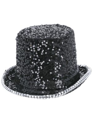 Kostümzubehör Zylinder Pailletten deluxe schwarz one size