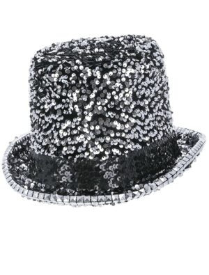 Kostümzubehör Zylinder Pailletten deluxe silber one size