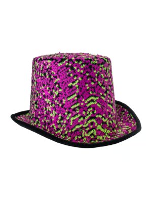 Kostümzubehör Zylinder Pailletten pink/grün one size