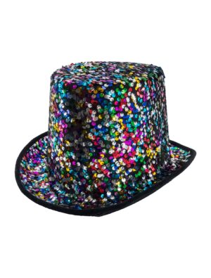 Kostümzubehör Zylinder Pailletten rainbow one size