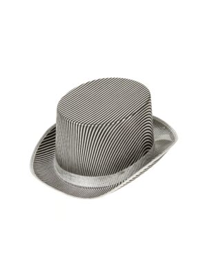 Kostümzubehör Zylinder Pinstripe silber-schwarz