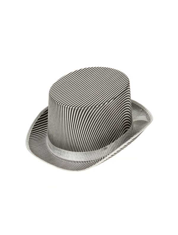 Kostümzubehör Zylinder Pinstripe silber-schwarz