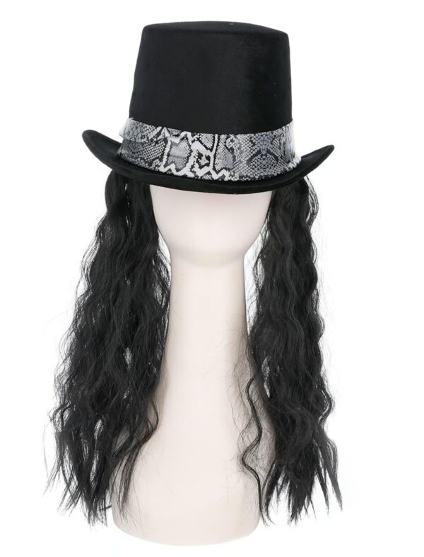 Kostümzubehör Zylinder Rocker mit Haaren Herren schwarz one size