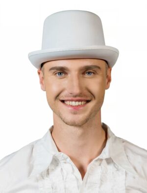 Kostümzubehör Zylinder Satin Unifarben Herren weiß 57