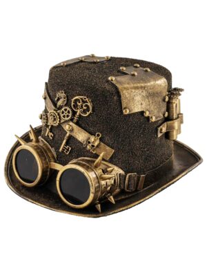 Kostümzubehör Zylinder Steampunk mit Brille bronze one size