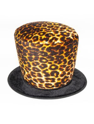 Kostümzubehör Zylinder hoch Leopard Farbe: schwarz/braun
