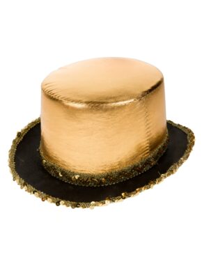 Kostümzubehör Zylinder lamee und Pailletten Damen gold one size