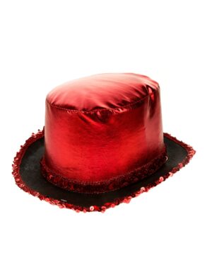 Kostümzubehör Zylinder lamee und Pailletten Damen rot one size