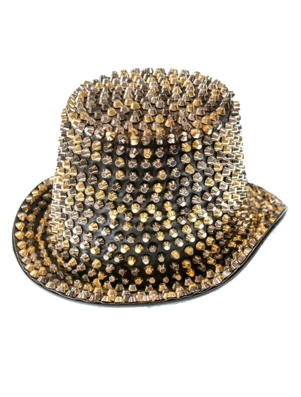 Kostümzubehör Zylinder mit Nieten gold/silber deluxe