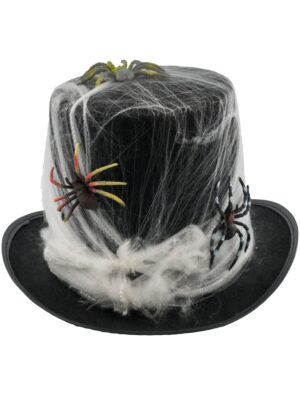 Kostümzubehör Zylinder mit Spinnennetzen schwarz 59