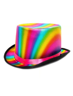 Kostümzubehör Zylinder multicolor mit Streifen Farbe: mehrfarbig