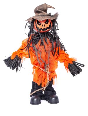 Kürbiskopfpuppe stehend mit Funktion 65cm Farbe: schwarz/orange