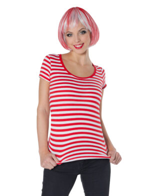 Lady-Ringelshirt kurzarm rot/weiß XL