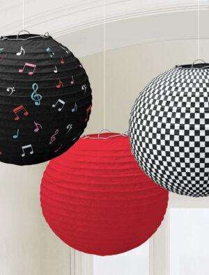 Lampions Classic 50er 3 Stk. Farbe: schwarz/weiß/rot
