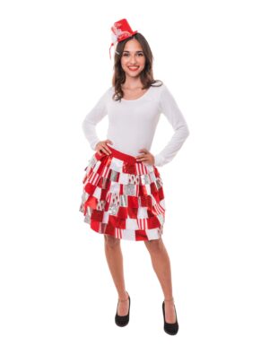 Lappenrock deluxe Damen rot/weiß S/M