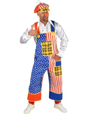 Latzhose Clown USA Herren rot/weiß/blau/gelb S/M
