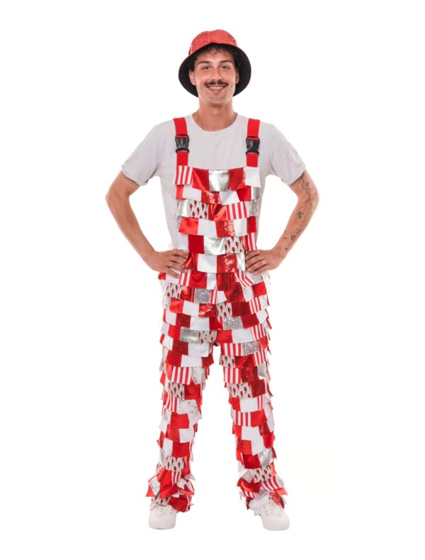 Latzhose Lappen de luxe rot/weiß 50
