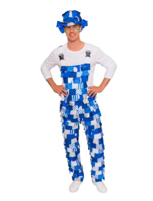 Latzhose Lappen weiß/blau 62