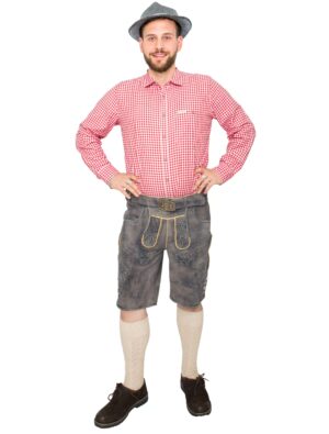 Lederhose kurz Floral Herren grau S