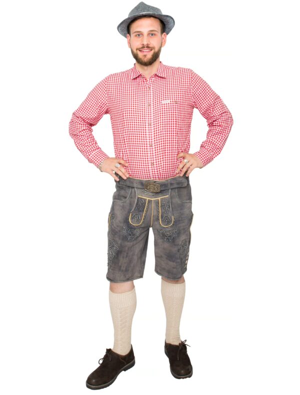 Lederhose kurz Floral Herren grau S