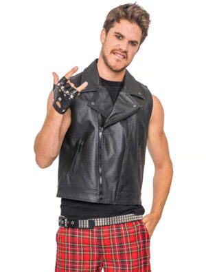 Lederweste Punker Herren schwarz 2XL