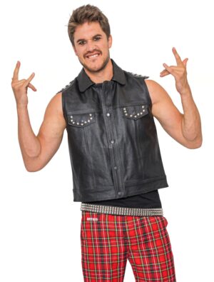 Lederweste Rocker Herren schwarz L