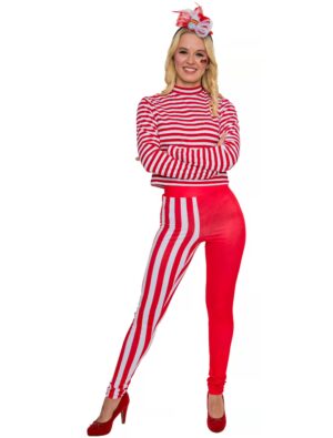 Leggings Damen rot/weiß S/M