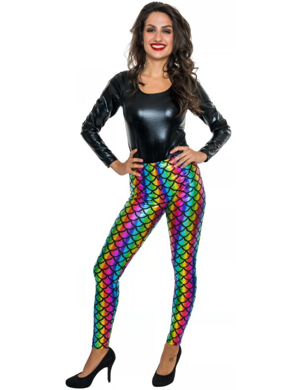 Leggings Meerjungfrau Metallic Damen bunt S/M Farbe: bunt