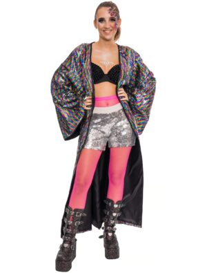 Mantel Pailletten Damen bunt S/M Farbe: bunt