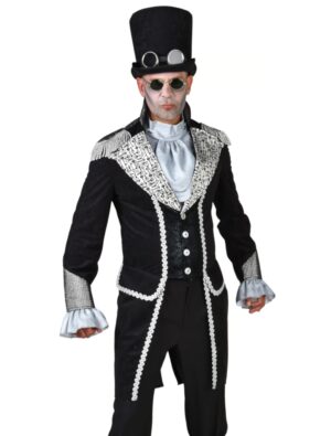 Mantel Steampunk Herren schwarz/silber M