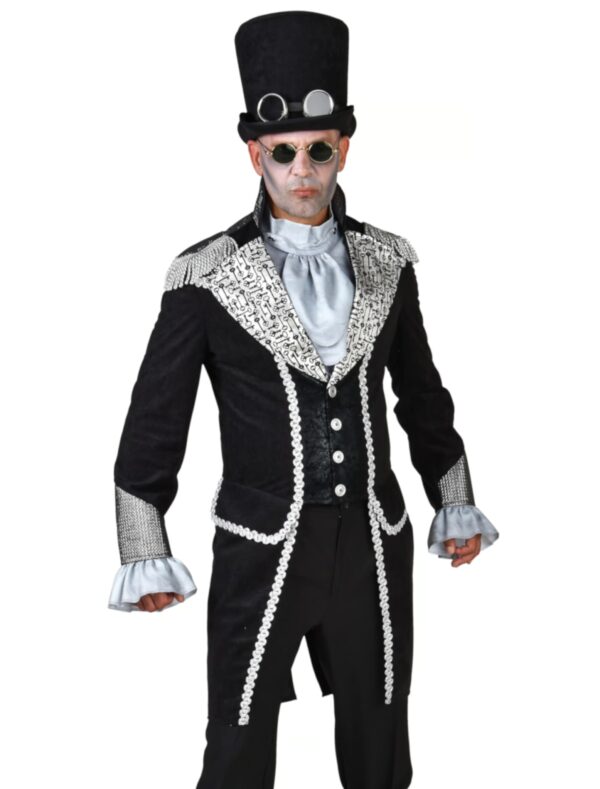 Mantel Steampunk Herren schwarz/silber M