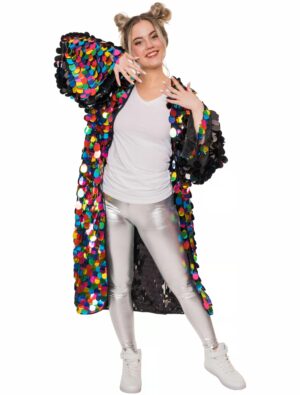 Mantel mit Pailletten Damen bunt S/M Farbe: bunt