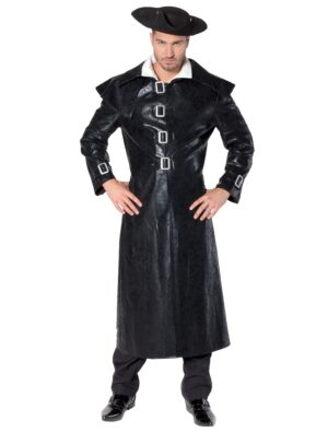 Mantel mit Schnallen Herren schwarz 2XL