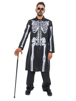 Mantel mit Skelett Herren schwarz 2XL/3XL