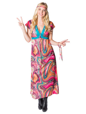 Maxikleid Hippie 3-tlg. bunt 46-48 Farbe: bunt