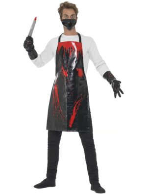 Metzger Set blutig 3-tlg. Herren schwarz/rot